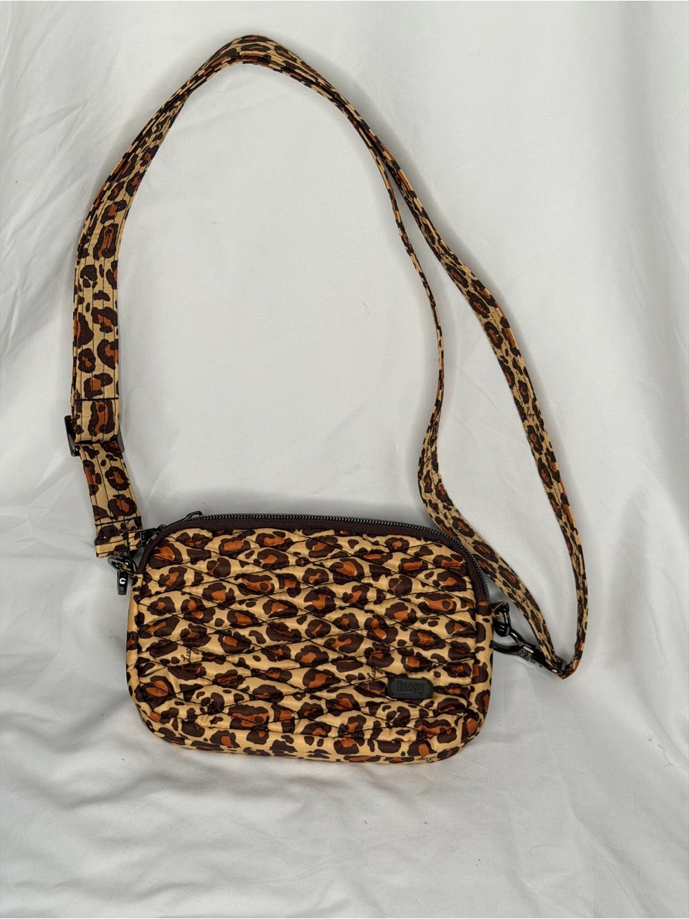 lug Coupe Quilted Leopard Print Convertible Crossbody Bag - Brown/Tan/Black